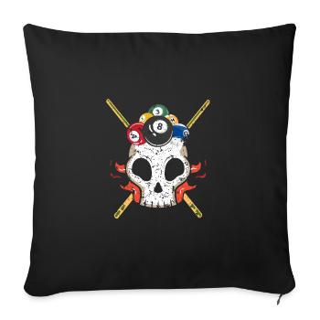 Totenkopf mit Biilierdkugeln - Sofakissenbezug 45 x 45 cm - Schwarz - Vorne
