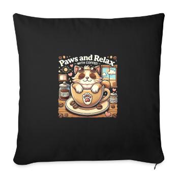Pfötchen geben und bei Kaffee entspannen - Sofakissenbezug 45 x 45 cm - Schwarz - Vorne