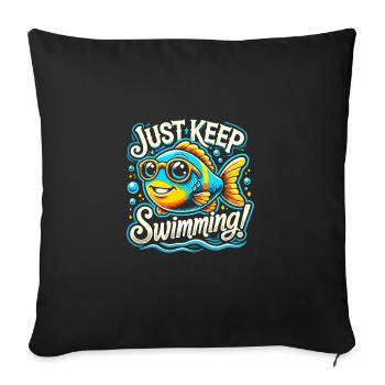 Einfach weiterschwimmen - Sofakissenbezug 45 x 45 cm - Schwarz - Vorne