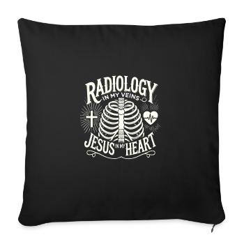 Radiologie in meinen Venen Jesus in meinem Herzen - Sofakissenbezug 45 x 45 cm - Schwarz - Vorne