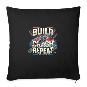 Bau-Crash-Wiederholung - Sofakissenbezug 45 x 45 cm - Schwarz - Vorne