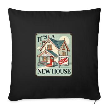Es ist ein neues Haus - Sofakissenbezug 45 x 45 cm - Schwarz - Vorne