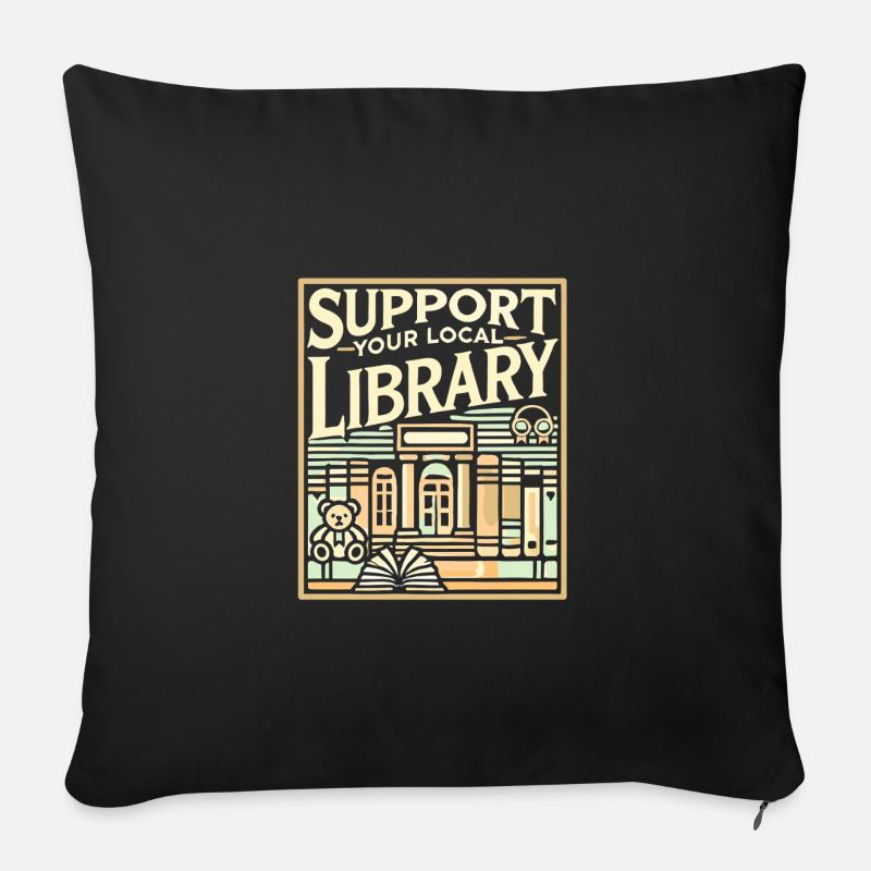 Unterstützen Sie Ihre lokale Bibliothek - Sofakissenbezug 45 x 45 cm - Schwarz