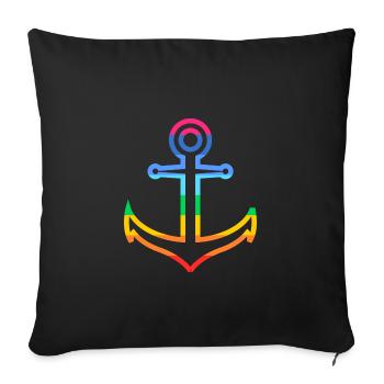 Rainbow Anchor - Sofa pillowcase 17,3'' x 17,3'' (45 x 45 cm) - black - Front