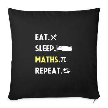Eat Sleep Math Repeat - Sofa pillowcase 17,3'' x 17,3'' (45 x 45 cm) - black - Front