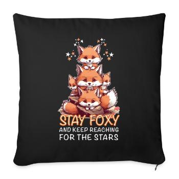 Cute Foxes Stay Foxy - Sofa pillowcase 17,3'' x 17,3'' (45 x 45 cm) - black - Front