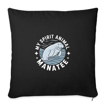 Manatee my spirit - I love Manatees Dugong - Sofa pillowcase 17,3'' x 17,3'' (45 x 45 cm) - black - Front
