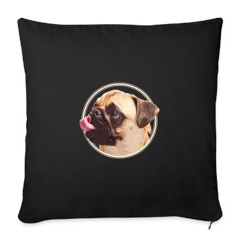Funny pug - Sofa pillowcase 17,3'' x 17,3'' (45 x 45 cm) - black - Front