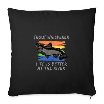 Welsfischer Welsfischen - Sofakissenbezug 45 x 45 cm - Schwarz - Vorne