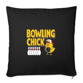 Bowling-Küken - Sofakissenbezug 45 x 45 cm - Schwarz - Vorne