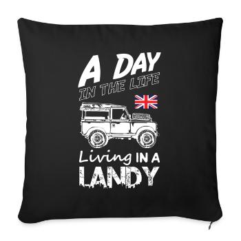 Une journée dans ma vie à vivre dans un Landy - Housse de coussin décorative 45 x 45 cm - noir - Devant