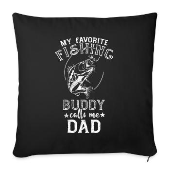 Angeln mon copain de pêche préféré m’appelle papa - Housse de coussin décorative 45 x 45 cm - noir - Devant