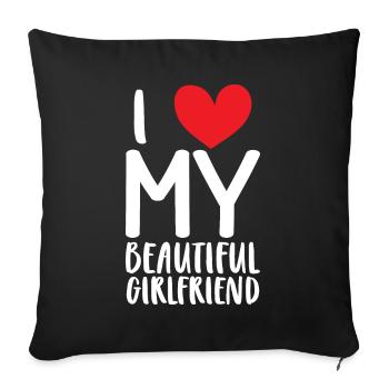 Paare Liebe Herz Freund Geschenkidee Beziehung - Sofakissenbezug 45 x 45 cm - Schwarz - Vorne