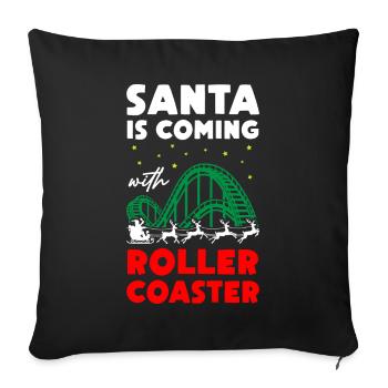 Santa is Coming with Roller Coaster - Sofa pillowcase 17,3'' x 17,3'' (45 x 45 cm) - black - Front