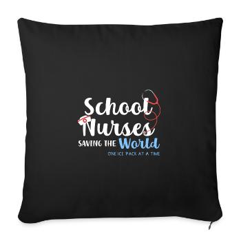 Schulkrankenschwestern retten die Welt mit einem E - Sofakissenbezug 45 x 45 cm - Schwarz - Vorne