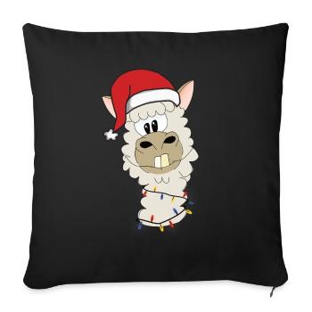 Funny alpaca with Santa hat Christmas - Sofa pillowcase 17,3'' x 17,3'' (45 x 45 cm) - black - Front
