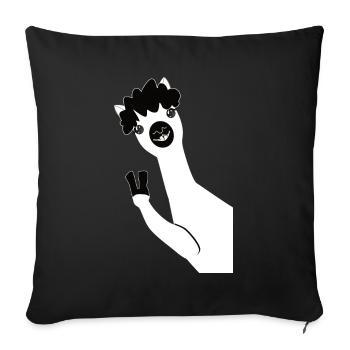 Alpaka Alpaca Peace black and white lustig - Sofakissenbezug 45 x 45 cm - Schwarz - Vorne