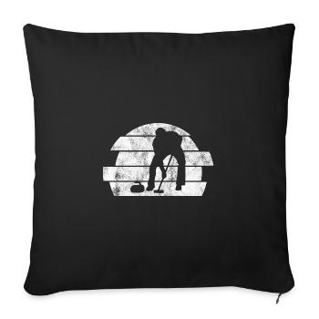 Curling sur glace Curling Retro Cadeau - Housse de coussin décorative 45 x 45 cm - noir - Devant
