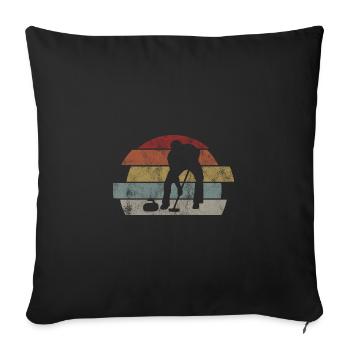 Eis Curling Curler Eisstockschießen Retro Geschenk - Sofakissenbezug 45 x 45 cm - Schwarz - Vorne