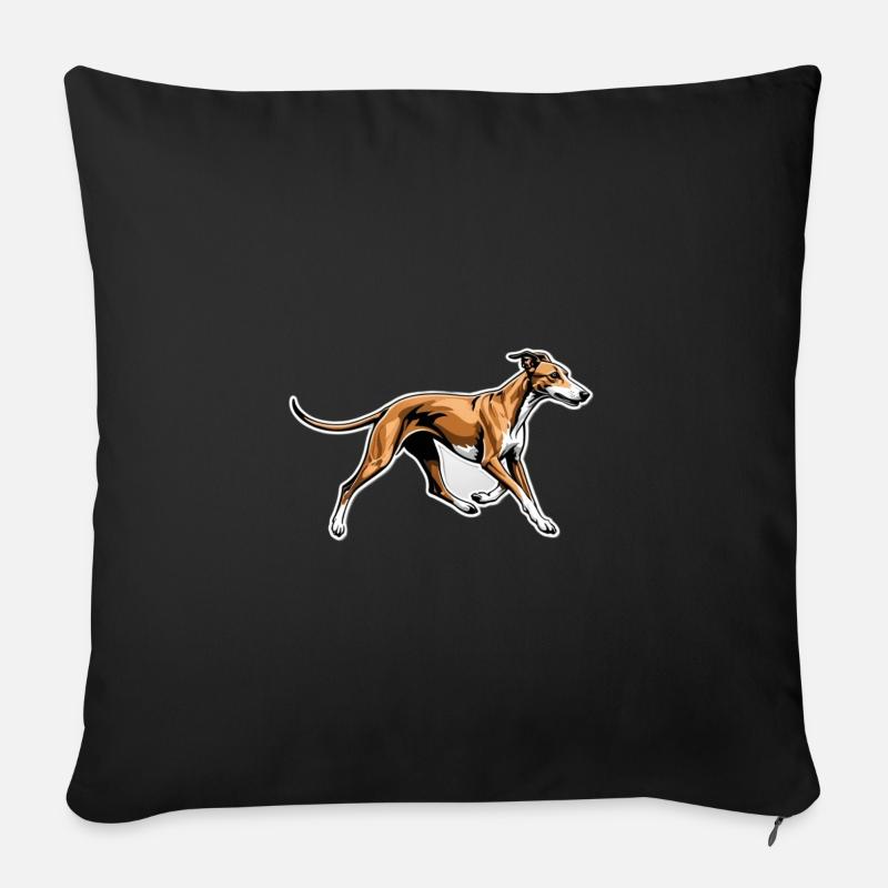 Dynamischer Windhund Lauf-Illustration - Sofakissenbezug 45 x 45 cm - Schwarz