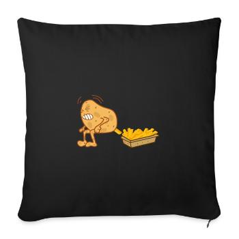 Pommes Fries Kackende Kartoffel - Sofakissenbezug 45 x 45 cm - Schwarz - Vorne