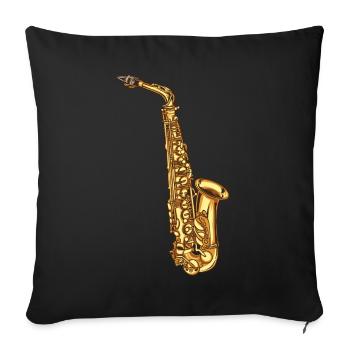 Saxophone saxophone - Sofa pillowcase 17,3'' x 17,3'' (45 x 45 cm) - black - Front