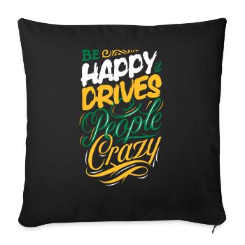 T-shirt heureux - Housse de coussin décorative 45 x 45 cm - noir - Devant