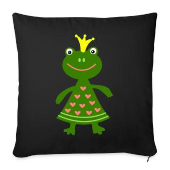 Reine grenouille - Housse de coussin décorative 45 x 45 cm - noir - Devant