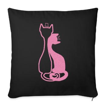 Elegant Cat Couple – Pink - Sofa pillowcase 17,3'' x 17,3'' (45 x 45 cm) - black - Front