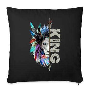 King and Queen Lion Couple couple homme - Housse de coussin décorative 45 x 45 cm - noir - Devant