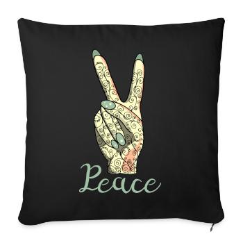 Peace Sign Finger Hand Cool Peace Symbol - Sofa pillowcase 17,3'' x 17,3'' (45 x 45 cm) - black - Front