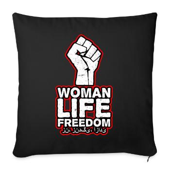 Woman Life Freedom | Faust and Persian script - Sofa pillowcase 17,3'' x 17,3'' (45 x 45 cm) - black - Front