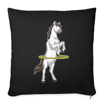 Horse Fitness Hoop Workout Gymnastics - Sofa pillowcase 17,3'' x 17,3'' (45 x 45 cm) - black - Front