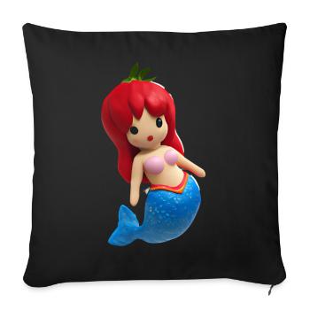 Sirène aux fraises - Housse de coussin décorative 45 x 45 cm - noir - Devant