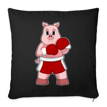 Pig Boxer Gants de boxe Boxe - Housse de coussin décorative 45 x 45 cm - noir - Devant