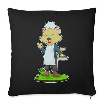 Cuisson à la poêle de cuisine pour chat - Housse de coussin décorative 45 x 45 cm - noir - Devant