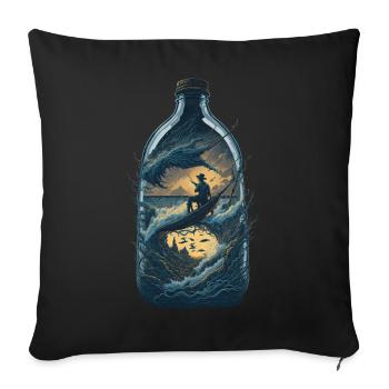 Pêche à la ligne - Housse de coussin décorative 45 x 45 cm - noir - Devant
