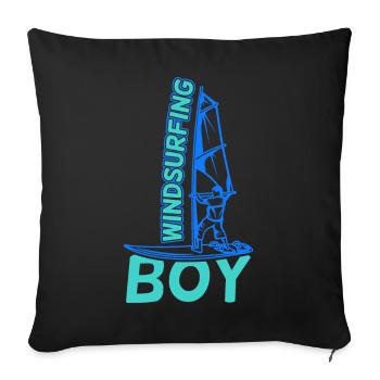 Windsurfer Boy - Sofa pillowcase 17,3'' x 17,3'' (45 x 45 cm) - black - Front