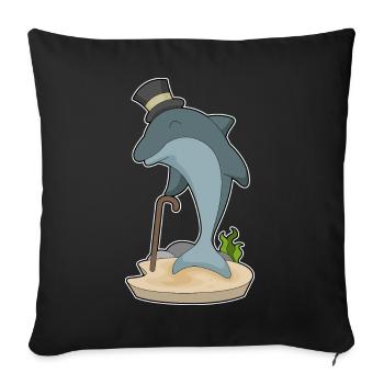Chapeau haut-de-forme Gentleman Dauphin - Housse de coussin décorative 45 x 45 cm - noir - Devant