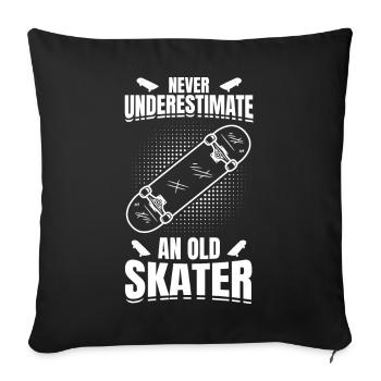 Skateboarding Grandpa - Sofa pillowcase 17,3'' x 17,3'' (45 x 45 cm) - black - Front
