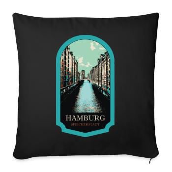 Speicherstadt: Charme historique à Hambourg - Housse de coussin décorative 45 x 45 cm - noir - Devant
