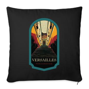 Royal Staircase, Illustration of Versailles - Sofa pillowcase 17,3'' x 17,3'' (45 x 45 cm) - black - Front