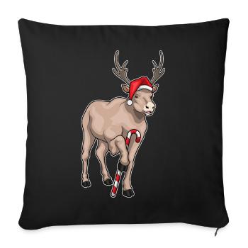 Canne de Noël de Noël de renne - Housse de coussin décorative 45 x 45 cm - noir - Devant
