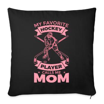 Maman de hockey sur glace - Housse de coussin décorative 45 x 45 cm - noir - Devant