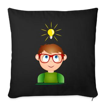 Boy with glasses and a glowing light bulb - Sofa pillowcase 17,3'' x 17,3'' (45 x 45 cm) - black - Front
