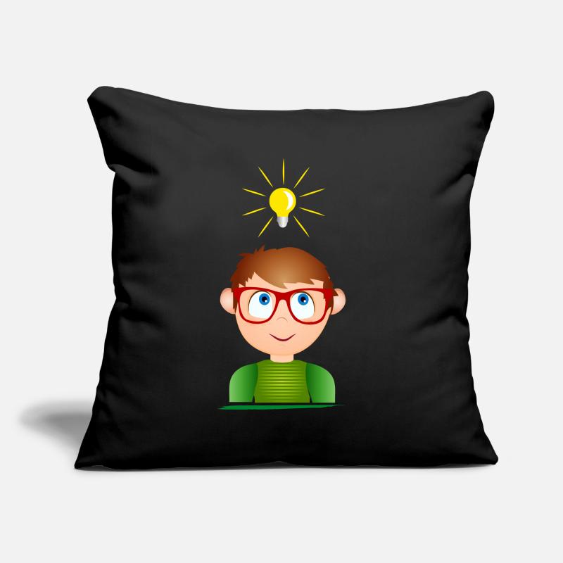 Boy with glasses and a glowing light bulb Sofa pillowcase 17,3'' x 17,3'' (45 x 45 cm)