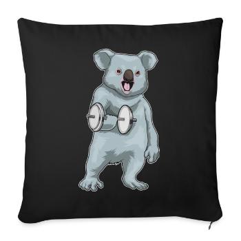 Bodybuilding Koala Bodybuilding avec haltères - Housse de coussin décorative 45 x 45 cm - noir - Devant