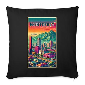 Monterrey Mexico Retro Design - Sofa pillowcase 17,3'' x 17,3'' (45 x 45 cm) - black - Front