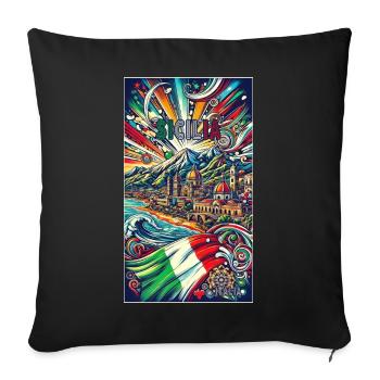 Sicily Italy travel design - Sofa pillowcase 17,3'' x 17,3'' (45 x 45 cm) - black - Front