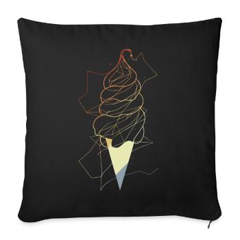 Vintage Eistüte Skizze - Sofakissenbezug 45 x 45 cm - Schwarz - Vorne